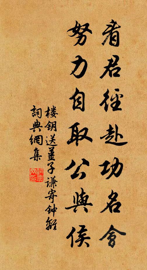 楼钥看君径赴功名会，努力自取公与侯书法作品欣赏