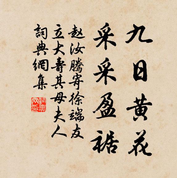 赵汝腾九日黄花，采采盈裾书法作品欣赏