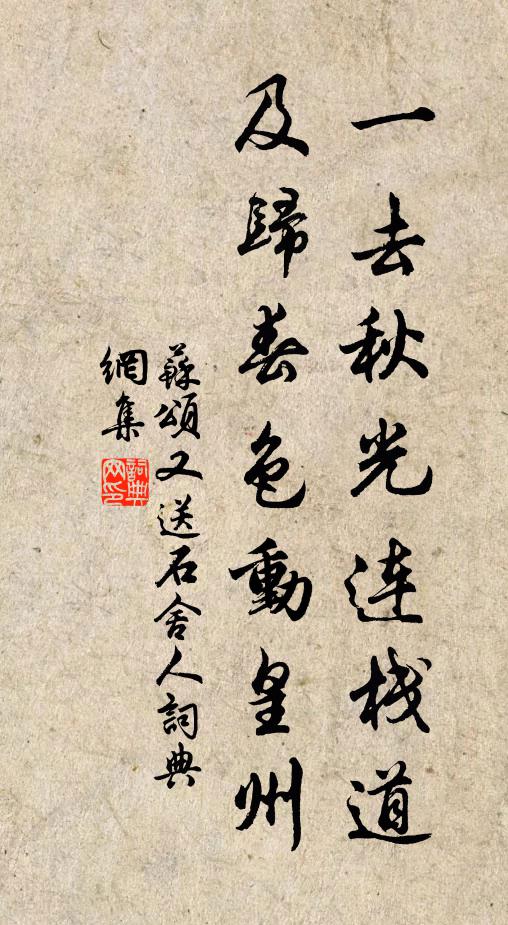 苏颂一去秋光连栈道，及归春色动皇州书法作品欣赏