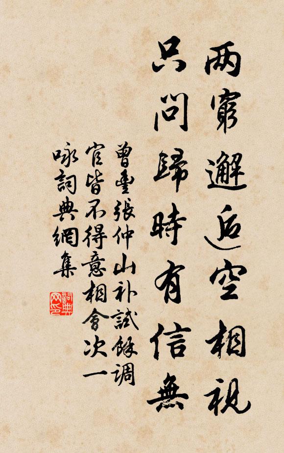 曾丰两穷邂逅空相视，只问归时有信无书法作品欣赏