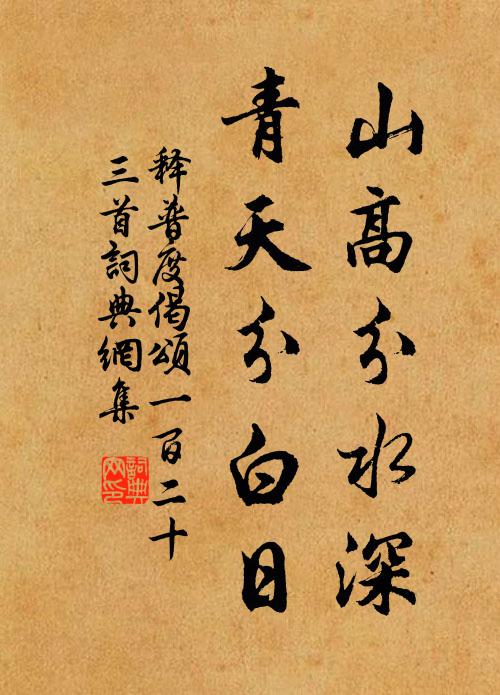 释普度山高分水深，青天分白日书法作品欣赏