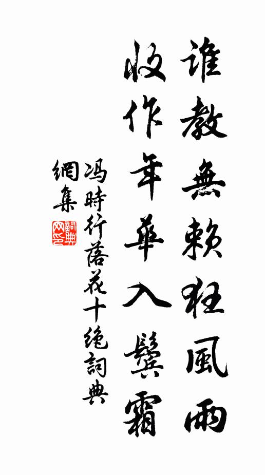 冯时行谁教无赖狂风雨，收作年华入鬓霜书法作品欣赏