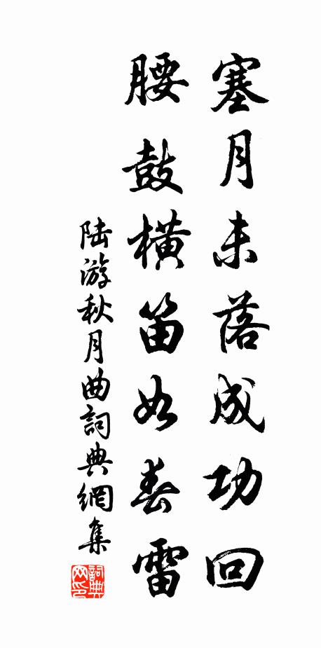 陆游塞月未落成功回，腰鼓横笛如春雷书法作品欣赏