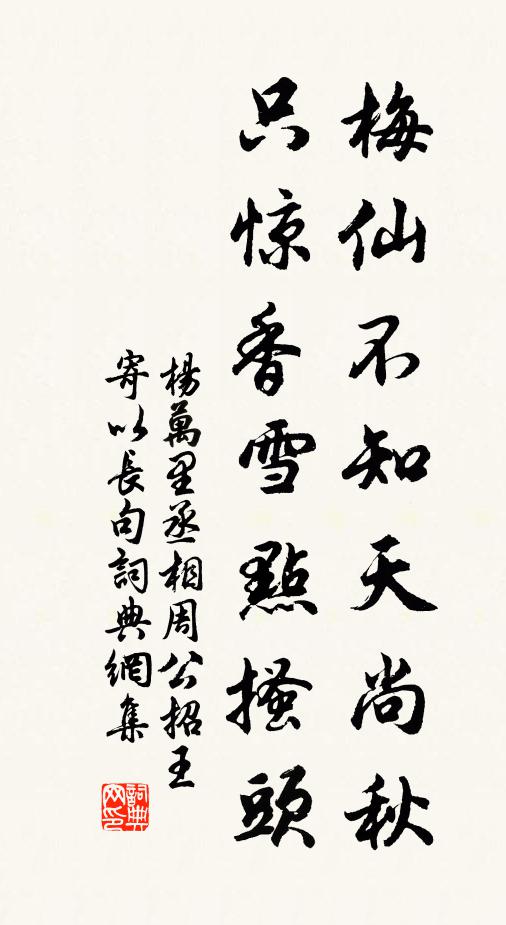 杨万里梅仙不知天尚秋，只惊香雪点搔头书法作品欣赏