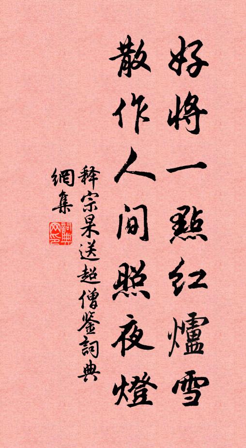 释宗杲好将一点红炉雪，散作人间照夜灯书法作品欣赏