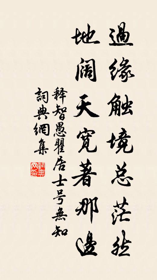 释智愚过缘触境总茫然，地阔天宽著那边书法作品欣赏