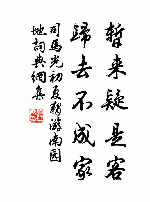司马光暂来疑是客，归去不成家书法作品欣赏