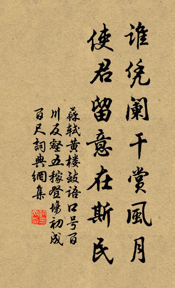苏轼谁凭阑干赏风月，使君留意在斯民书法作品欣赏