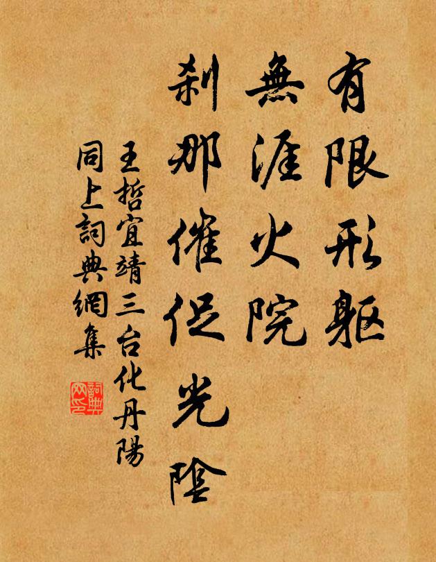 王哲有限形躯，无涯火院，刹那催促光阴书法作品欣赏