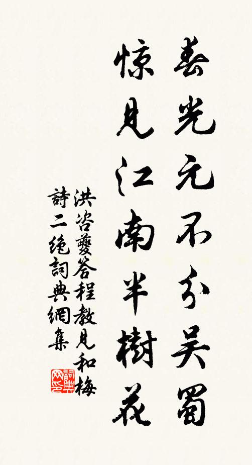 洪咨夔春光元不分吴蜀，惊见江南半树花书法作品欣赏