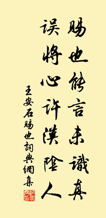 王安石赐也能言未识真，误将心许汉阴人书法作品欣赏