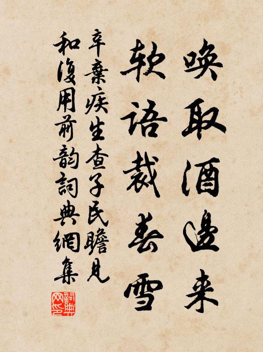 辛弃疾唤取酒边来，软语裁春雪书法作品欣赏