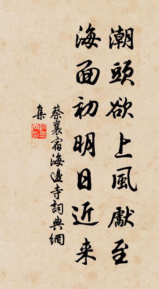 蔡襄潮头欲上风先至，海面初明日近来书法作品欣赏