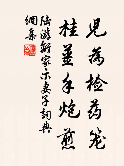 陆游儿为检药笼，桂姜手炮煎书法作品欣赏