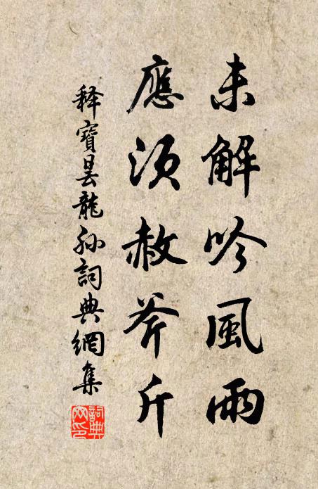 释宝昙未解吟风雨，应须赦斧斤书法作品欣赏