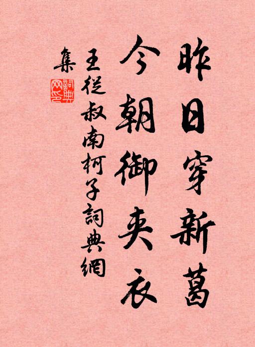 王从叔昨日穿新葛，今朝御夹衣书法作品欣赏