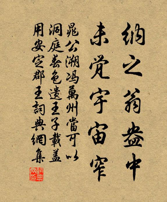 晁公溯纳之翁盎中，未觉宇宙窄书法作品欣赏