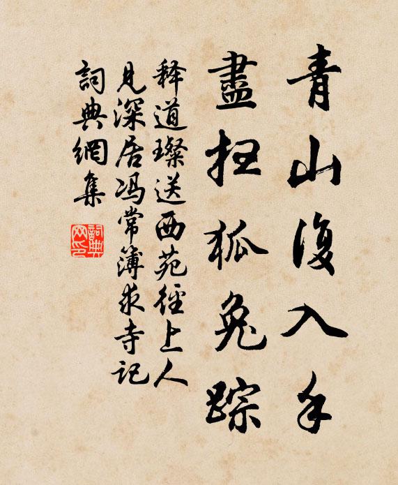 释道璨青山复入手，尽扫狐兔踪书法作品欣赏