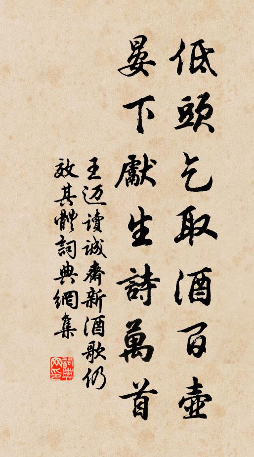 王迈低头乞取酒百壶，晏下先生诗万首书法作品欣赏