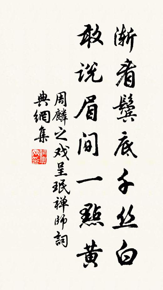周麟之渐看鬓底千丝白，敢说眉间一点黄书法作品欣赏