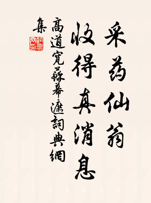 高道宽采药仙翁，收得真消息书法作品欣赏