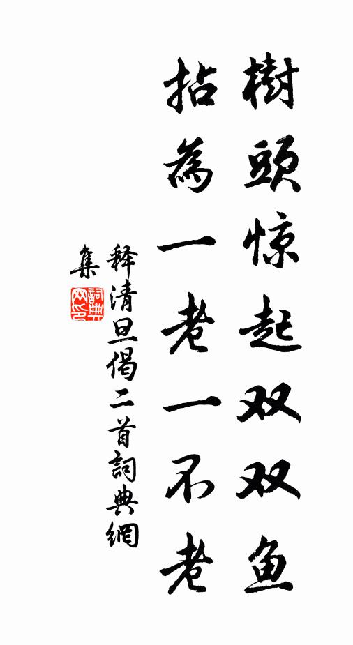 释清旦树头惊起双双鱼，拈为一老一不老书法作品欣赏