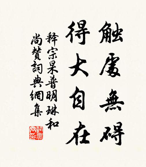 释宗杲触处无碍，得大自在书法作品欣赏