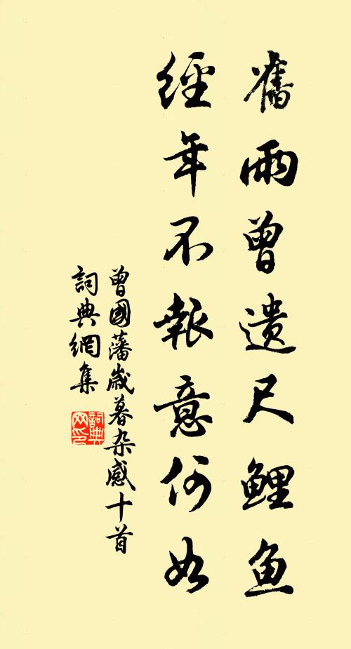 曾国藩旧雨曾遗尺鲤鱼，经年不报意何如书法作品欣赏