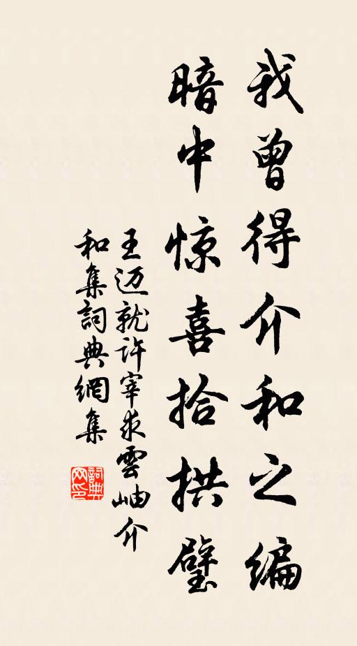 王迈我曾得介和之编，暗中惊喜拾拱璧书法作品欣赏