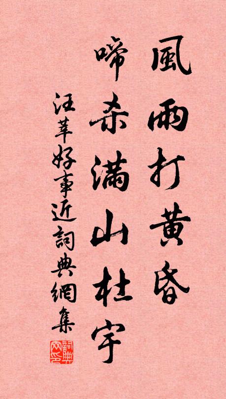 汪莘风雨打黄昏，啼杀满山杜宇书法作品欣赏
