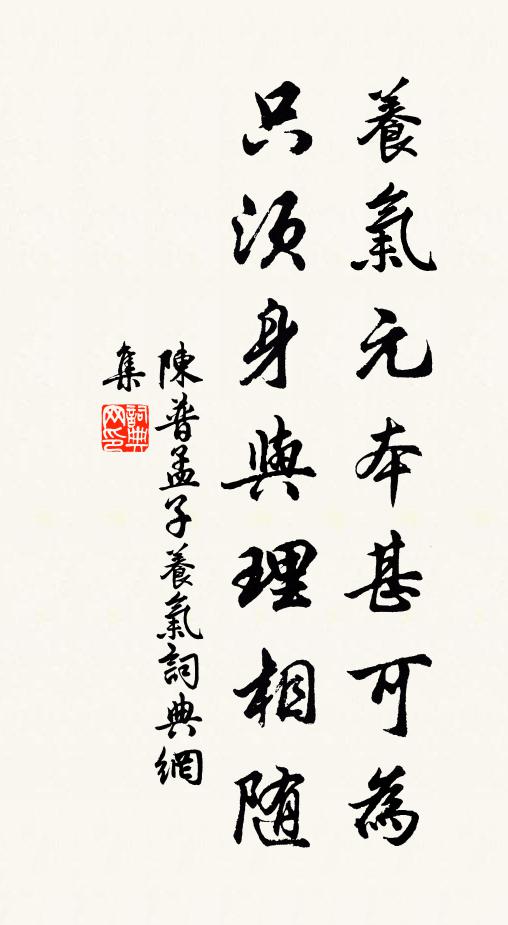 陈普养气元本甚可为，只须身与理相随书法作品欣赏
