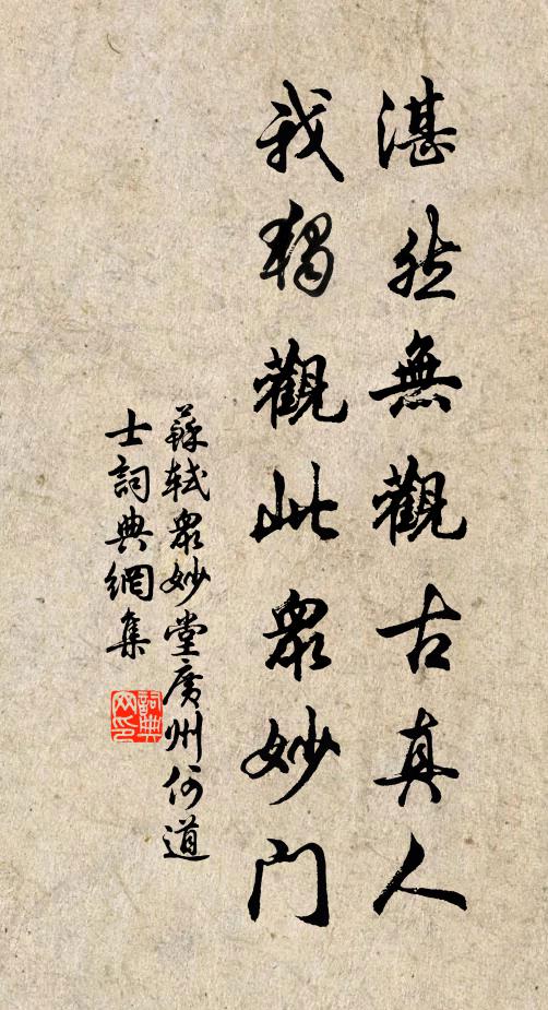 苏轼湛然无观古真人，我独观此众妙门书法作品欣赏