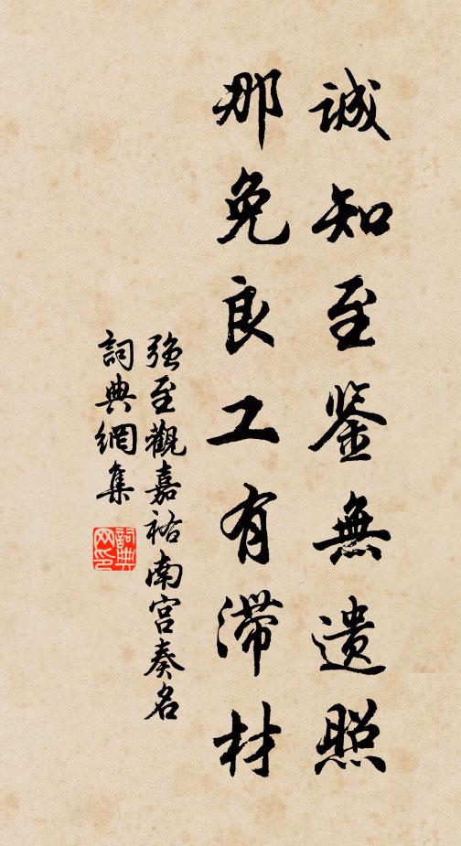 强至诚知至鉴无遗照，那免良工有滞材书法作品欣赏