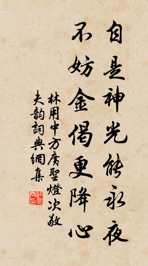 林用中自是神光能永夜，不妨金偈更降心书法作品欣赏