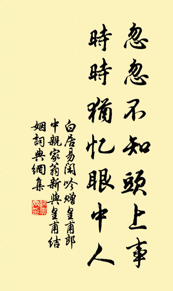 白居易忽忽不知头上事，时时犹忆眼中人书法作品欣赏