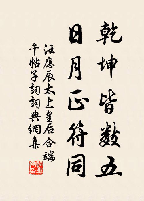汪应辰乾坤皆数五，日月正符同书法作品欣赏