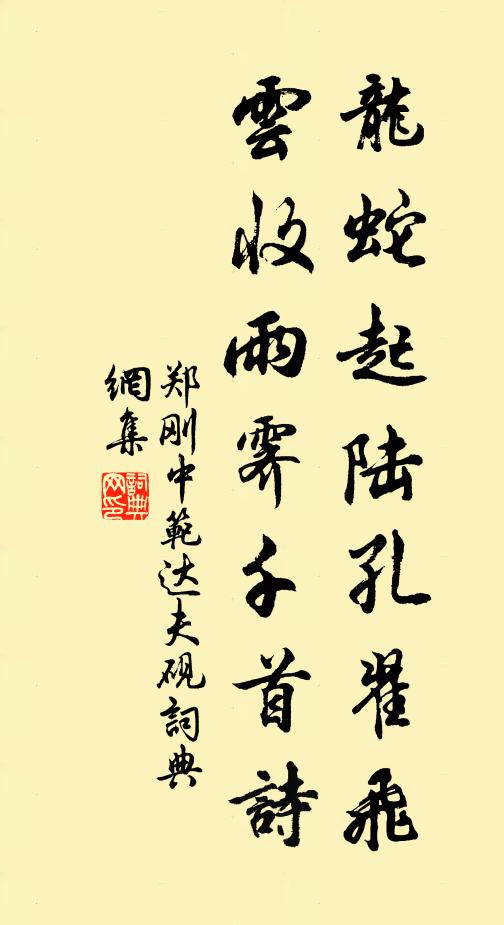 郑刚中龙蛇起陆孔翟飞，云收雨霁千首诗书法作品欣赏