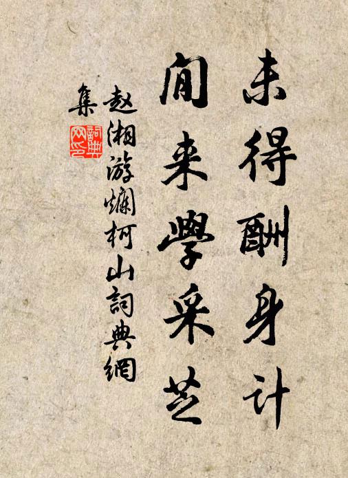 赵湘未得酬身计，閒来学采芝书法作品欣赏