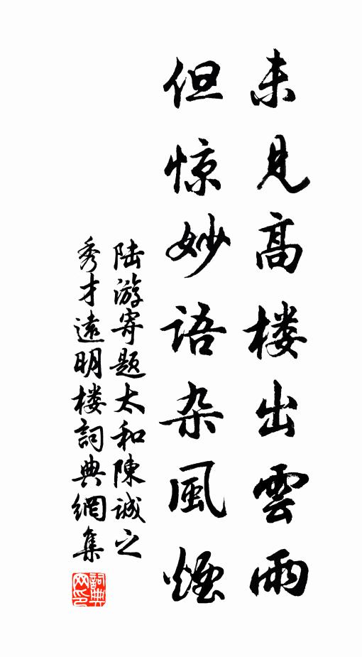 陆游未见高楼出云雨，但惊妙语杂风烟书法作品欣赏