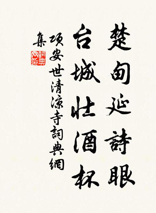 项安世楚甸延诗眼，台城壮酒杯书法作品欣赏