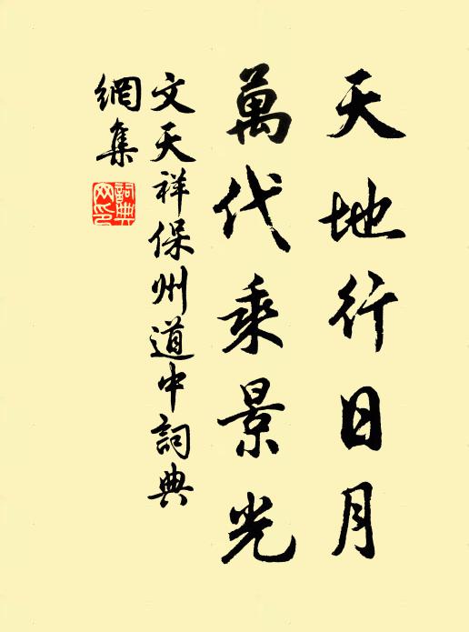 文天祥天地行日月，万代乘景光书法作品欣赏