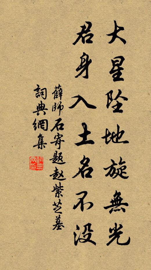 薛师石大星坠地旋无光，君身入土名不没书法作品欣赏