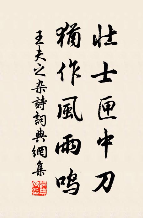 王夫之壮士匣中刀，犹作风雨鸣书法作品欣赏