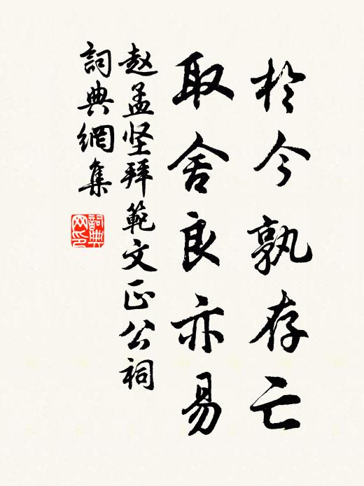 赵孟坚於今孰存亡，取舍良亦易书法作品欣赏