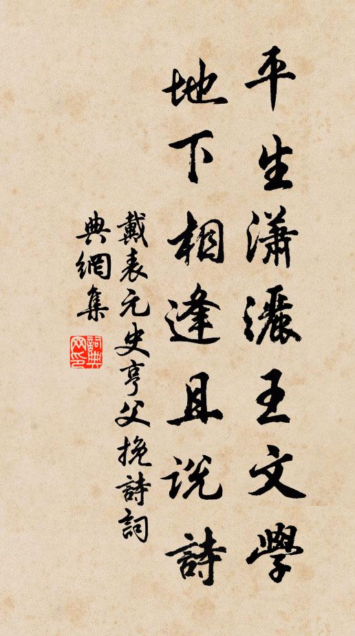 戴表元平生潇洒王文学，地下相逢且说诗书法作品欣赏