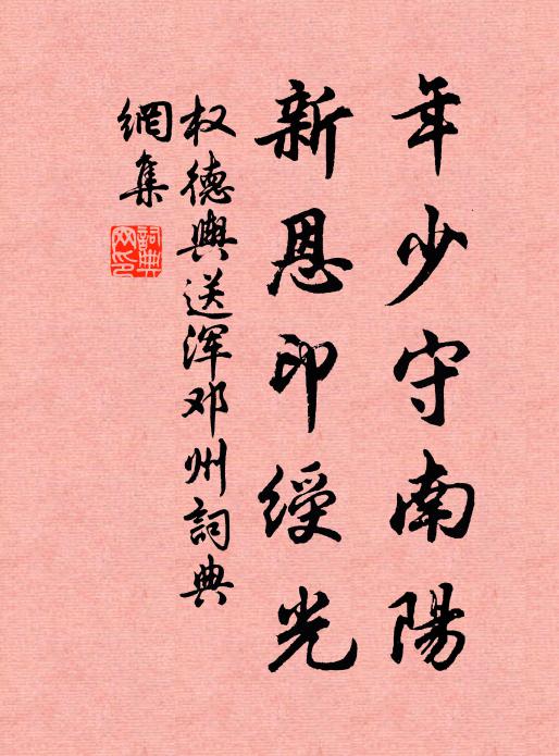 权德舆年少守南阳，新恩印绶光书法作品欣赏