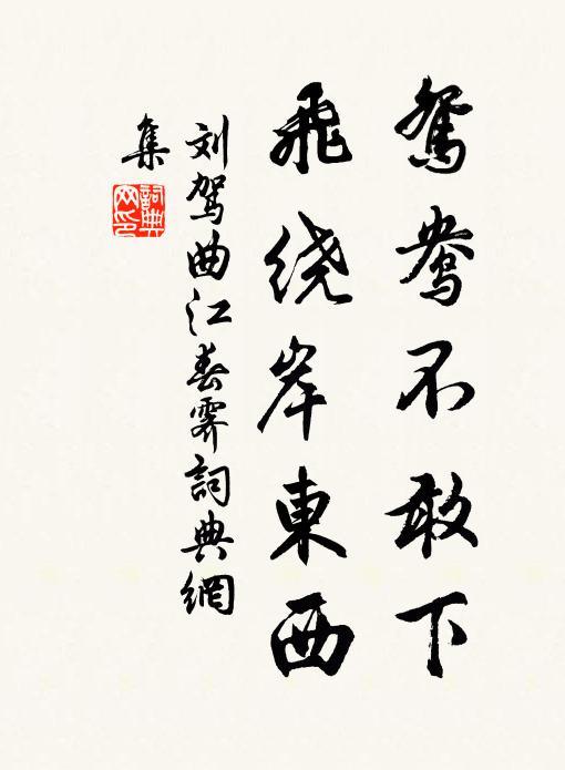 刘驾鸳鸯不敢下，飞绕岸东西书法作品欣赏