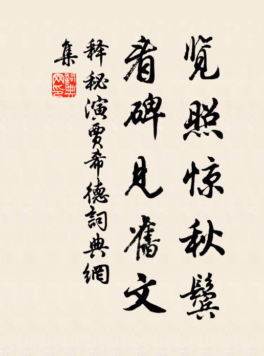 释秘演览照惊秋鬓，看碑见旧文书法作品欣赏