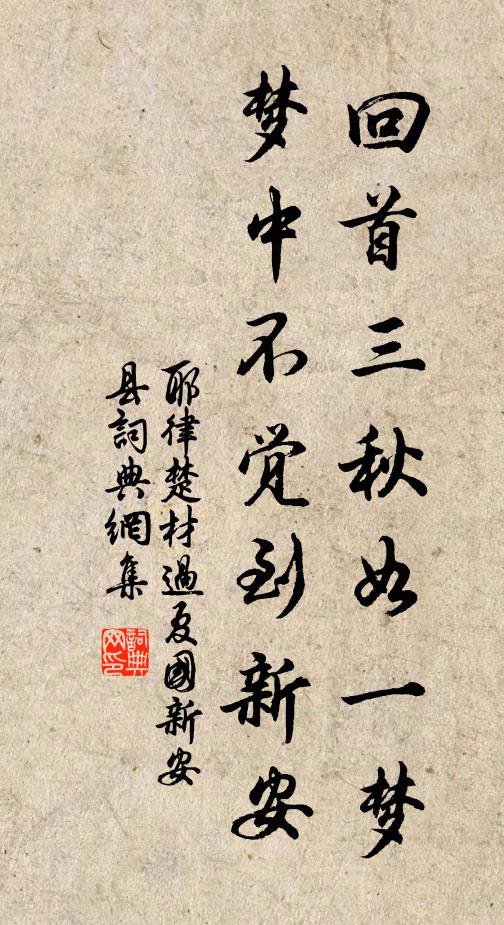 耶律楚材回首三秋如一梦，梦中不觉到新安书法作品欣赏