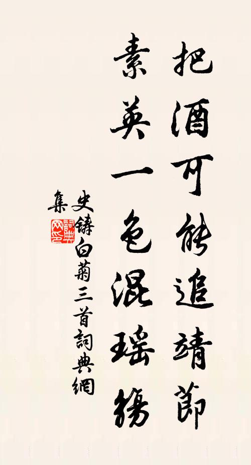 史铸把酒可能追靖节，素英一色混瑶觞书法作品欣赏
